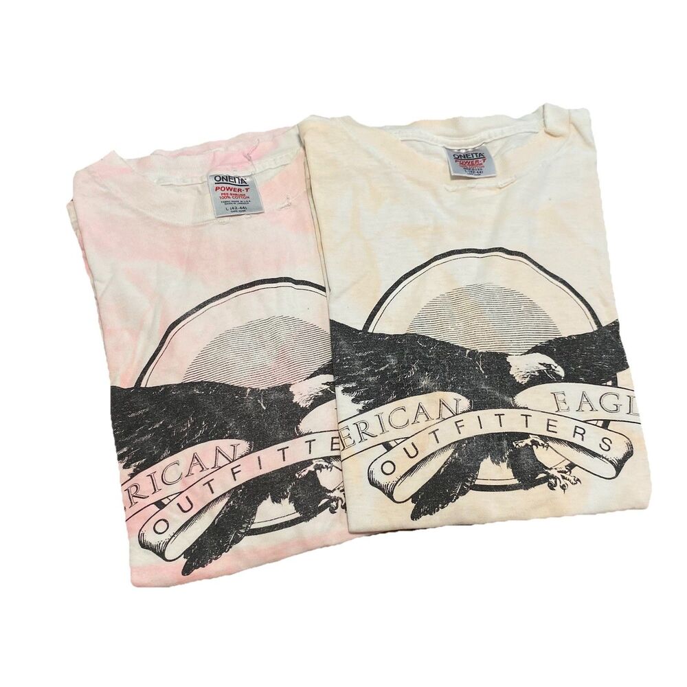 Lot of 2 Vintage AEO American Eagle Outfitters Tee Shirt Top USA Made 80s 90s